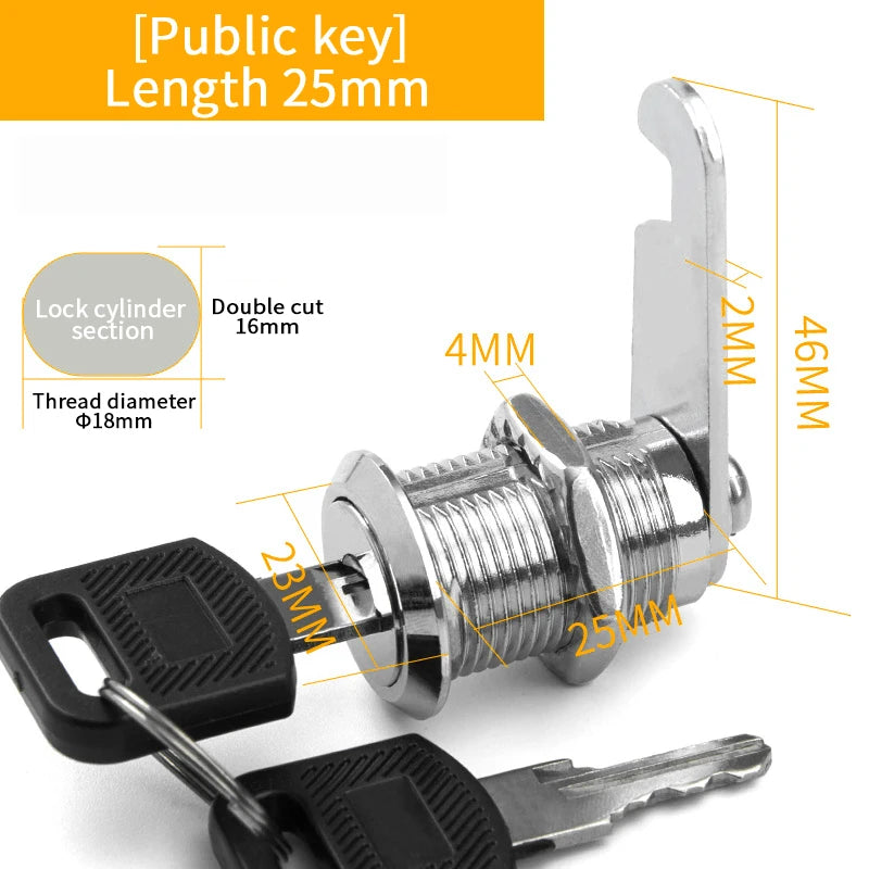 5er Set Metall Sicherheitsschloss mit Schlüssel für Schrank Schublade