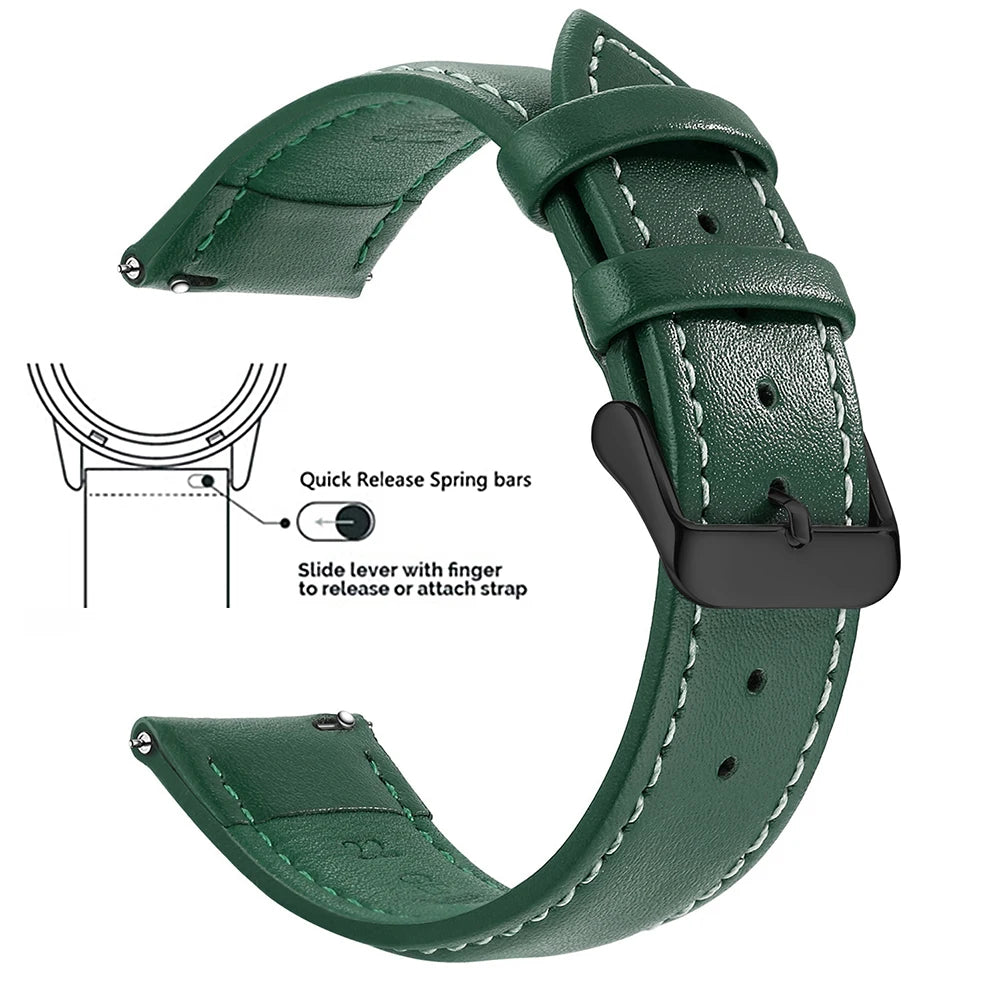 Echtleder Uhrenarmband Schnellverschluss 18/20/22mm für viele Smartwatches