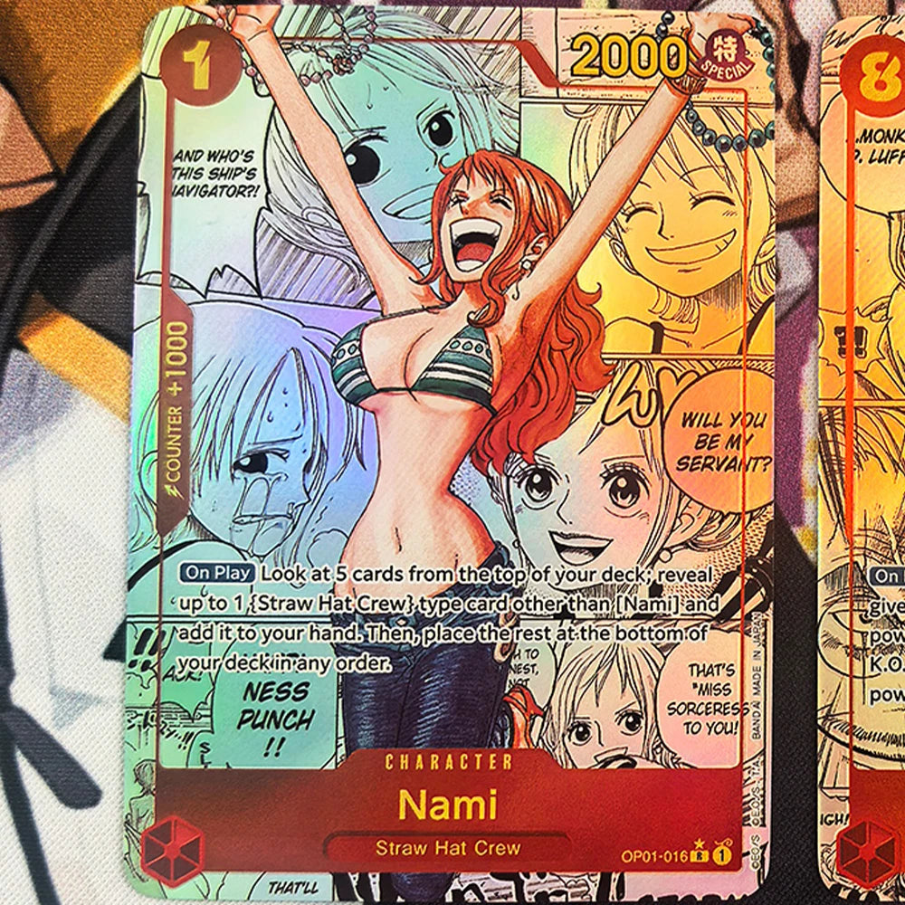 Limitierte 2er Anime-Sammelkarten Nami - Rayleigh mit edler Goldprägung, Englisch