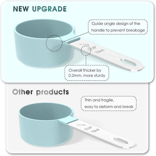 8-teiliges Messbecher- und Löffel-Set mit Edelstahlgriff für Küche
