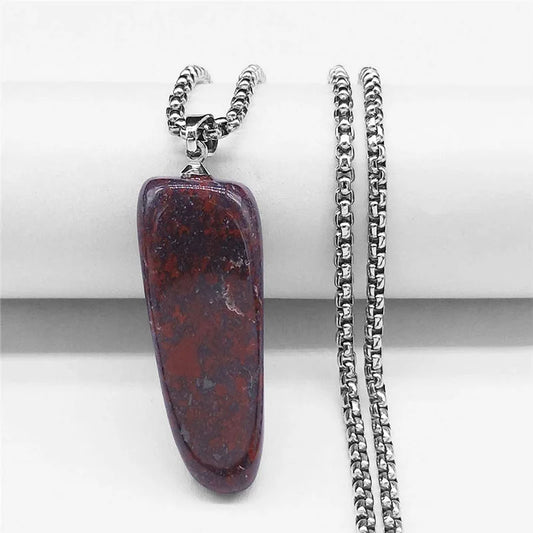 Unregelmäßiger Blutsstein Anhänger Halskette 50cm Edelstahl Reiki Schmuck