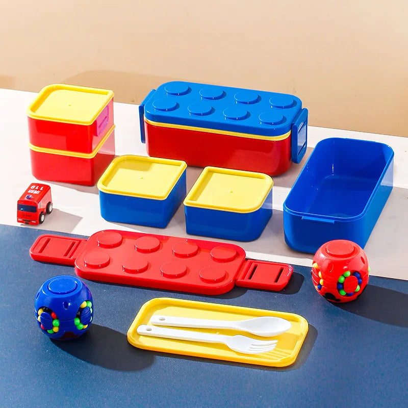 Baustein Bento Lunchbox Set 1050/1300ml doppellagig für Büro - Schule
