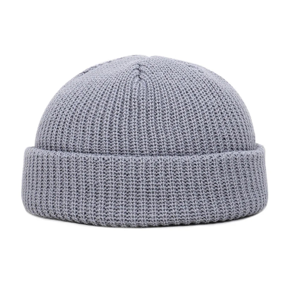Elastische Unisex Winter Mütze Kurz Gestrickt Warm Beanie Kappe Erwachsene