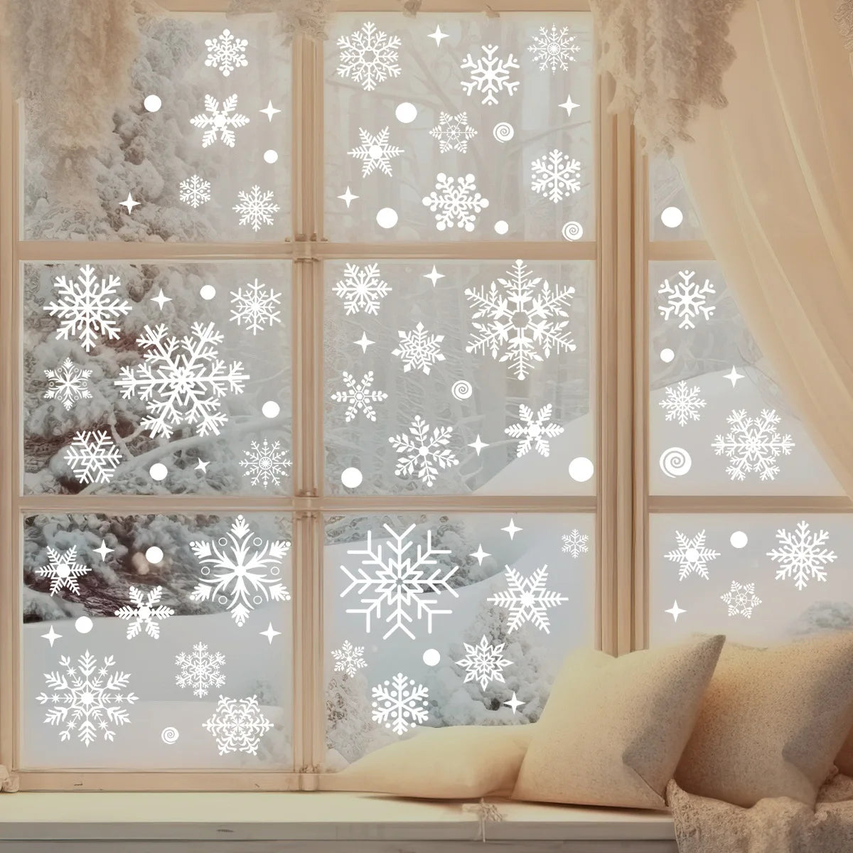 113 Statische Fensteraufkleber Weihnachtsschneeflocken für Partydeko