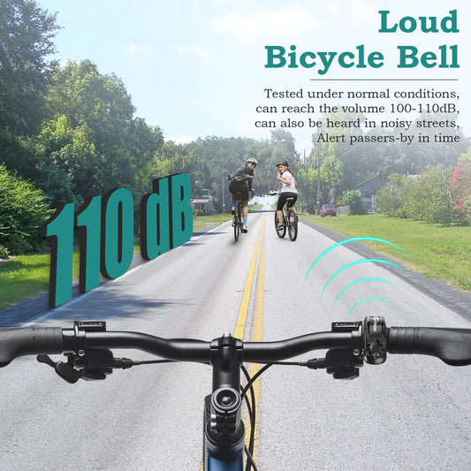 110 dB Fahrradglocke Edelstahl - Aluminium – Sicher, laut - kompatibel 22-32mm