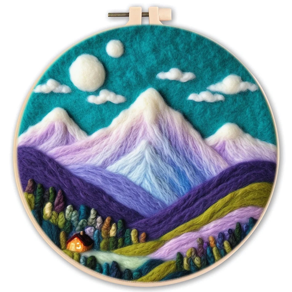 Kreatives Nadel Filz Kit für Anfänger mit Wolle, Nadeln - Filzleinwand 20x20cm