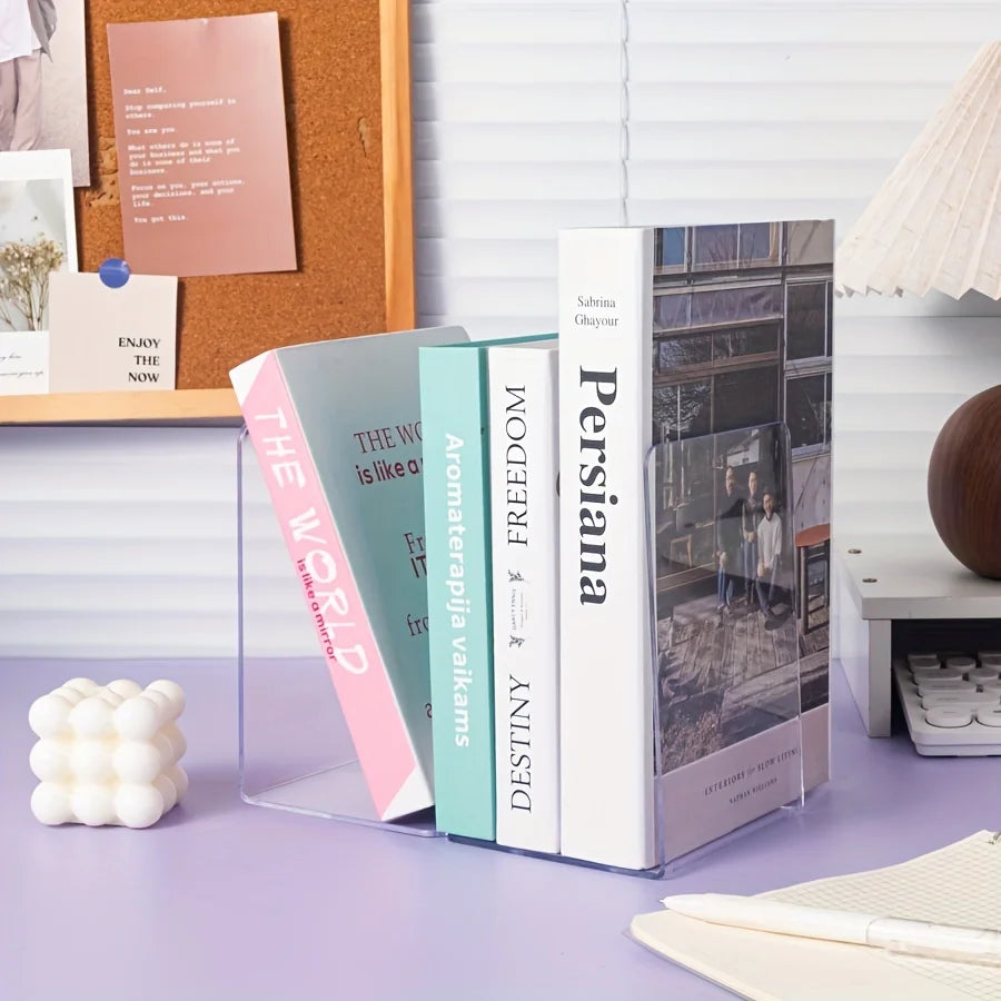 Set 2 große L-förmige Buchstützen für minimalistisches Bücherregal