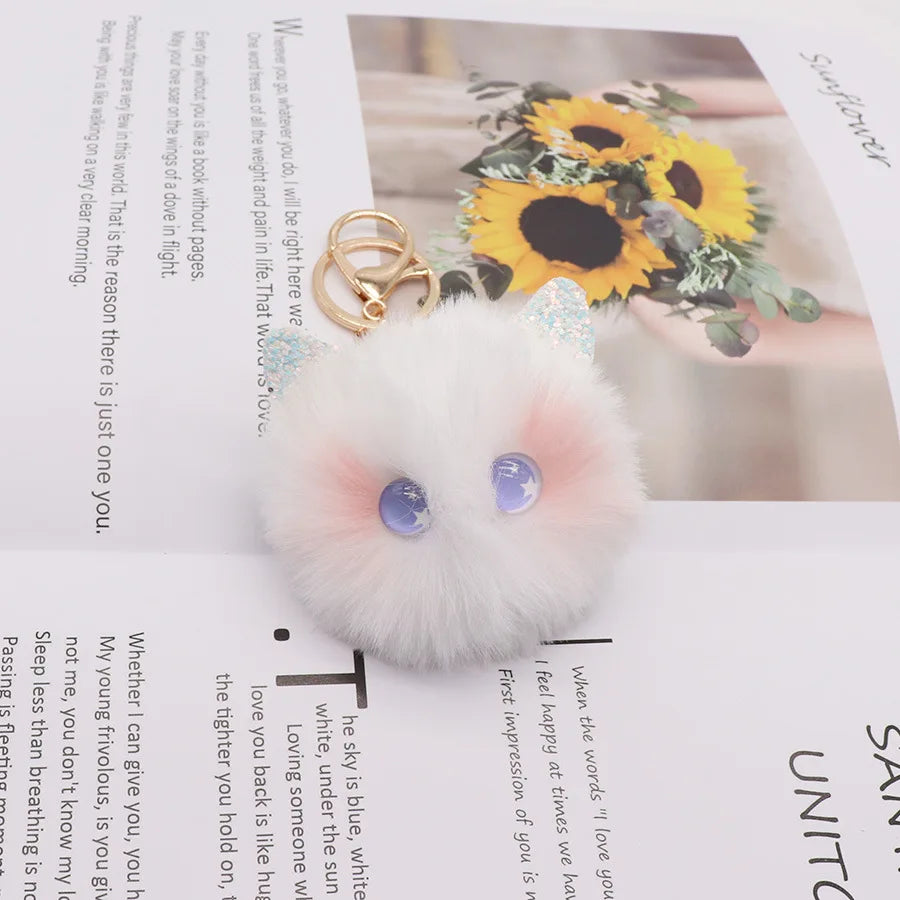 Niedlicher schwarzer Katzen-Plüsch-Schlüsselanhänger – süß - stylisch Geschenk