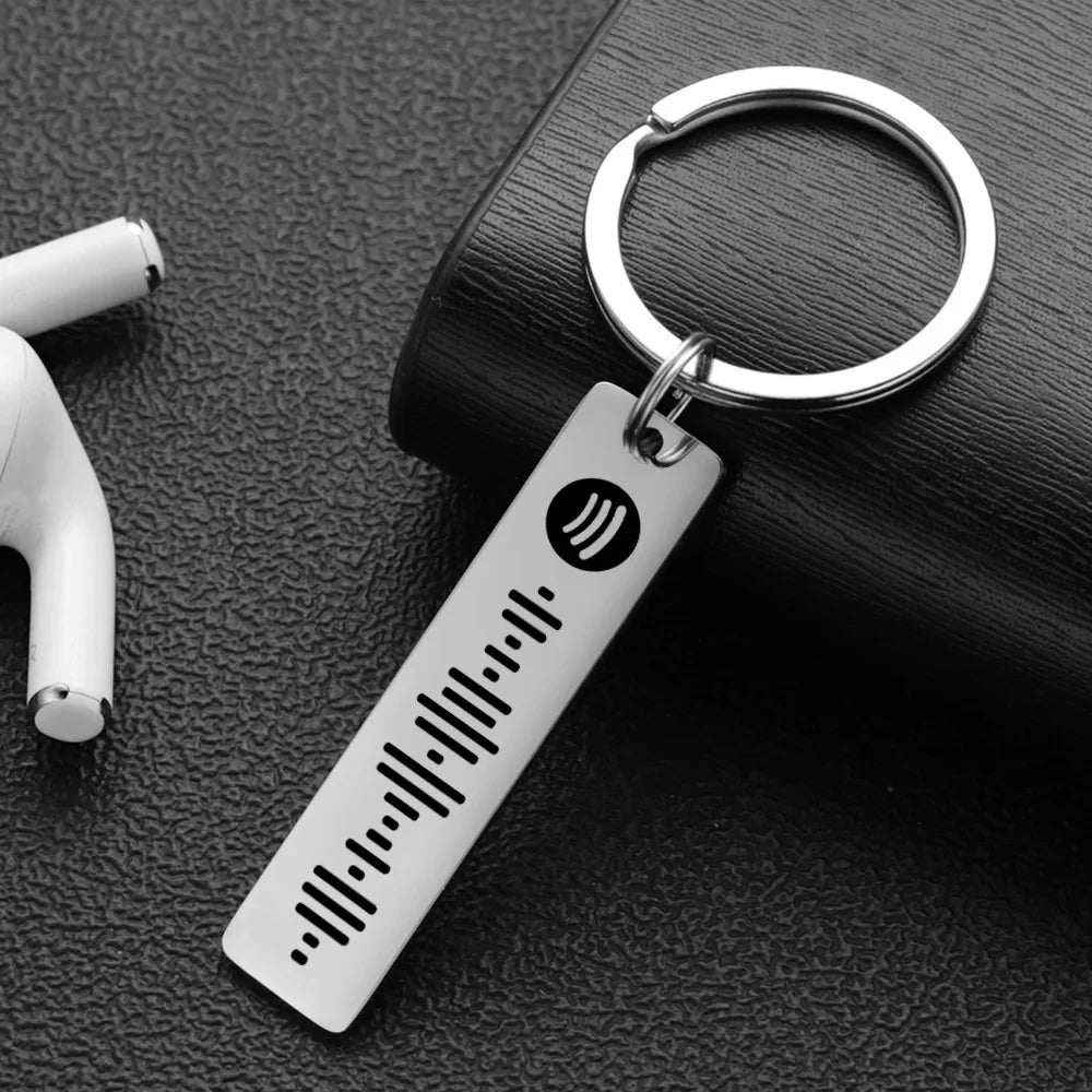 Personalisierter Spotify-Code Schlüsselanhänger gravierbar silber