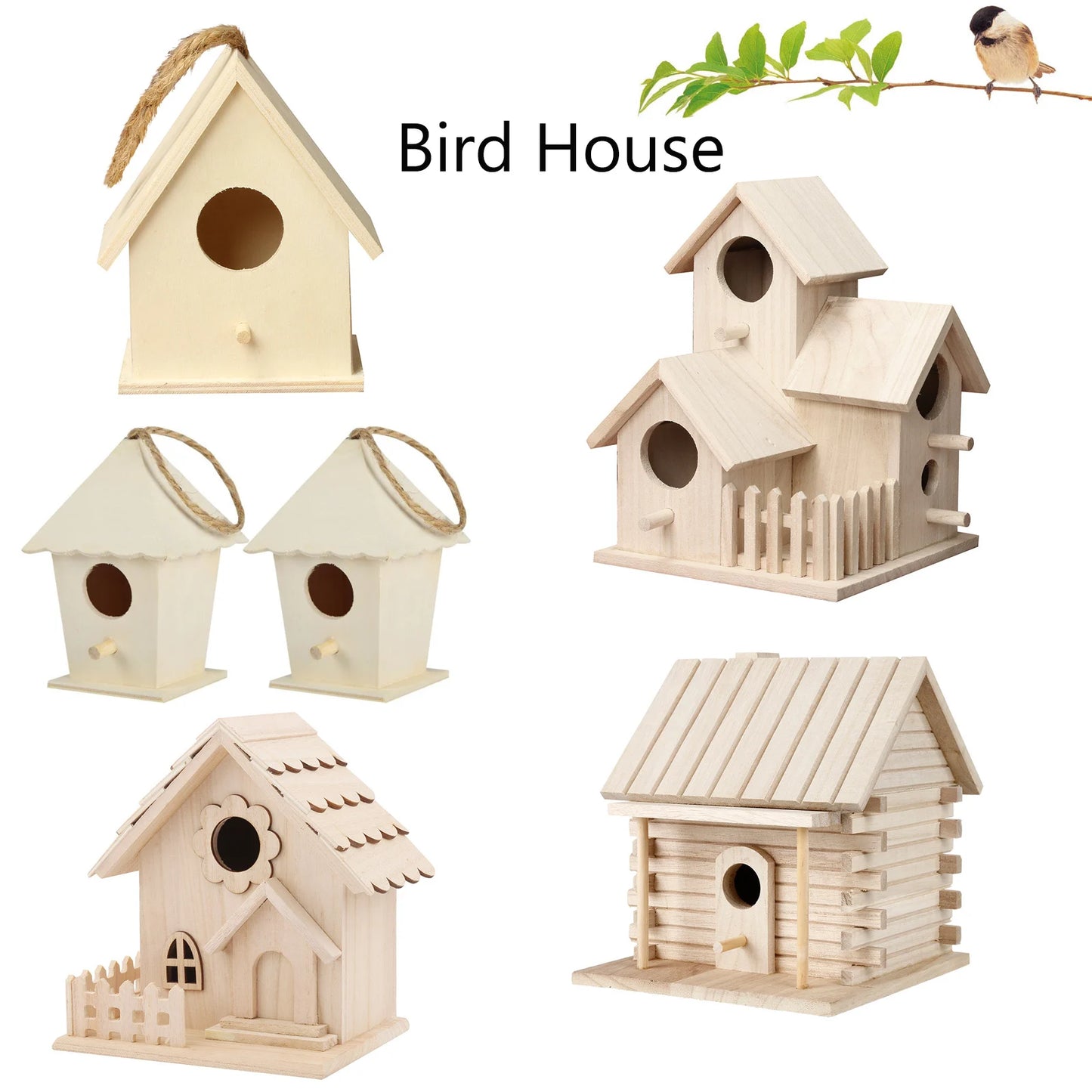 Holz Vogelkäfig für Garten - Mobiles Vogelhaus zum Aufhängen