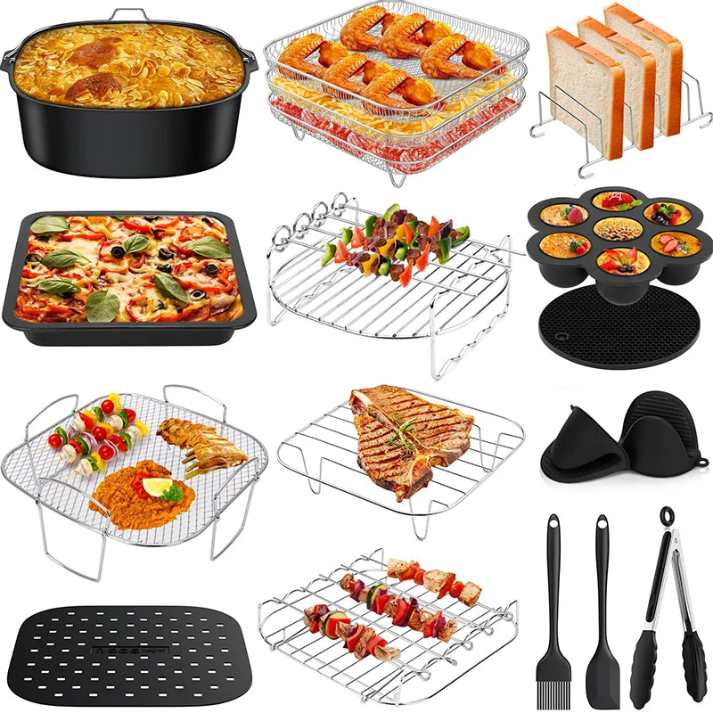Robustes Metall Airfryer Zubehör 8 Zoll Backform - Grill für Heißluftfritteuse