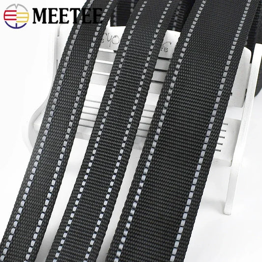 Reflektierendes Nylon Gurtband Meterware 15-38mm für Haustier Rucksack DIY