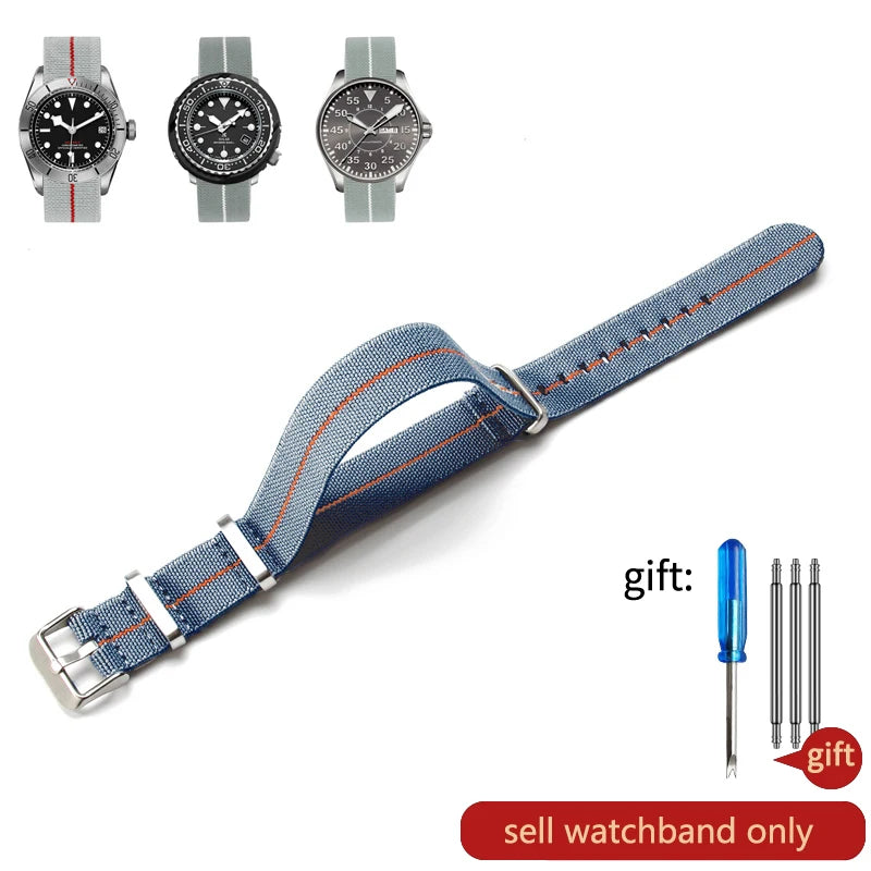 Retro Fallschirm Nylon Uhrenarmband in 18, 20 und 22 mm High Density