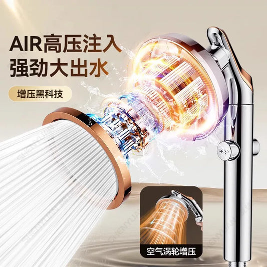 Hochdruck Dusche Kopf mit Stopptaste Wasser Sparend Handbrause Silber