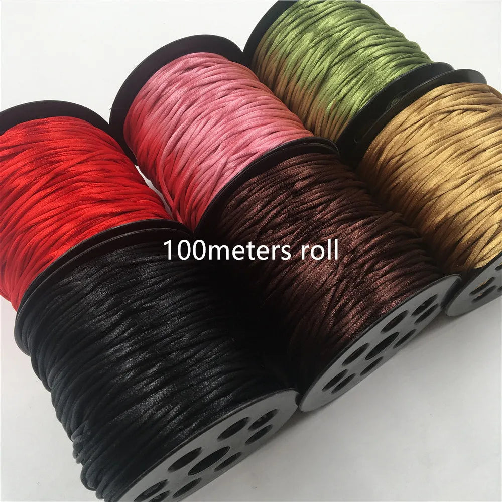 2mm Satinband geflochten Seide Makramee Seil für DIY Armbänder