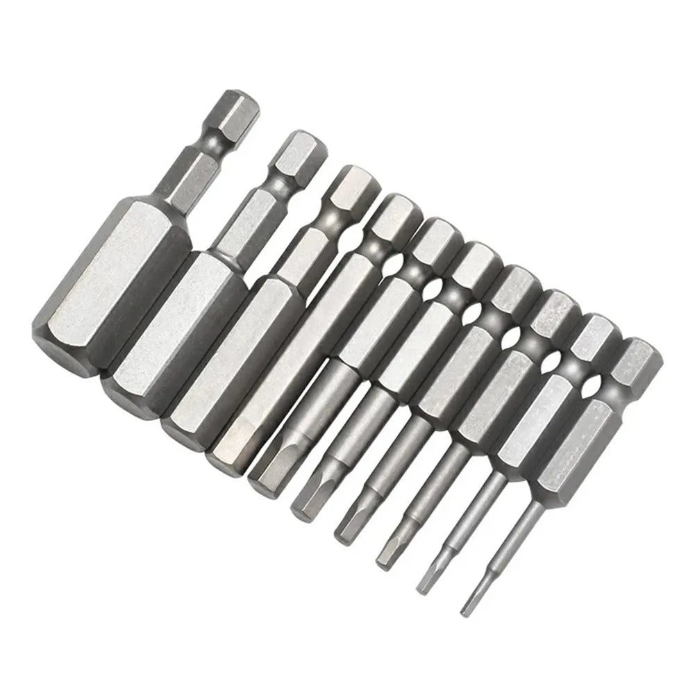 10-tlg Magnetische 1/4 Zoll Sechskantschrauber Bits Set 50mm Länge