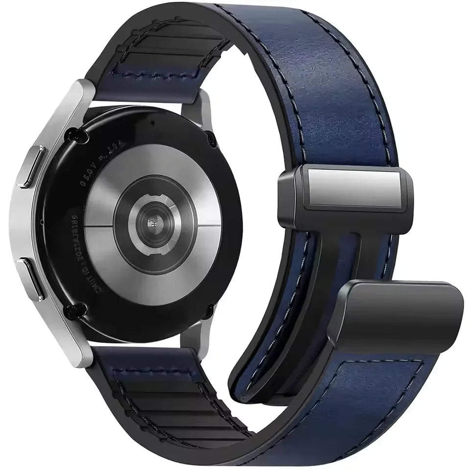 Magnetisches 20/22mm Leder - Silikon Uhrenarmband für Smartwatches