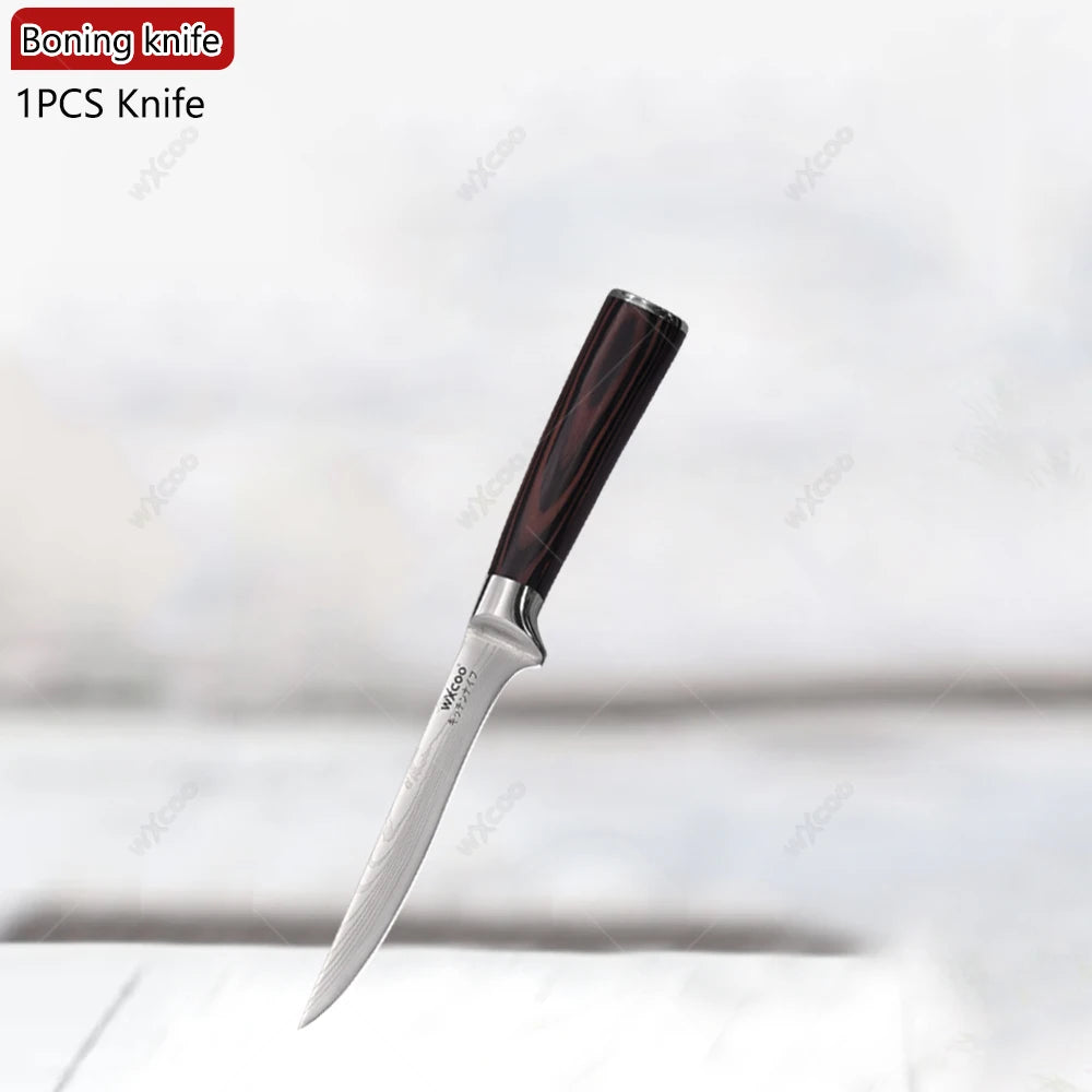 Japanisches Küchenmesserset mit scharfen Klingen und magnetischem Messerblock