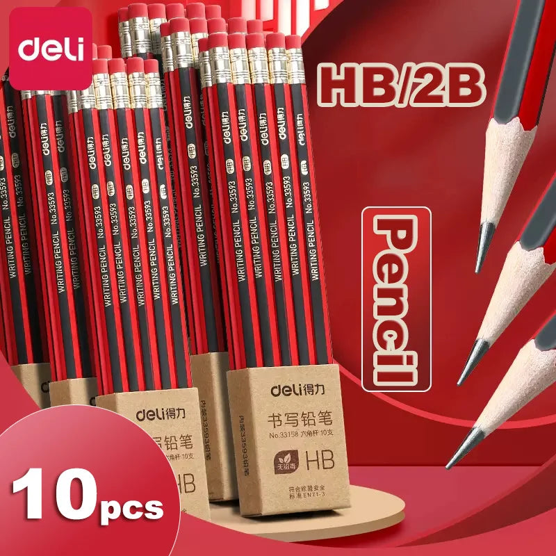Präzises Schreiben - Zeichnen: 10/20/30-teiliges Holzbleistift-Set HB - 2B mit Radiergummi