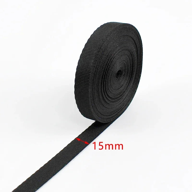 Schwarzes Nylon Gurtband 10-100mm für Taschen Gürtel Haustier Zubehör