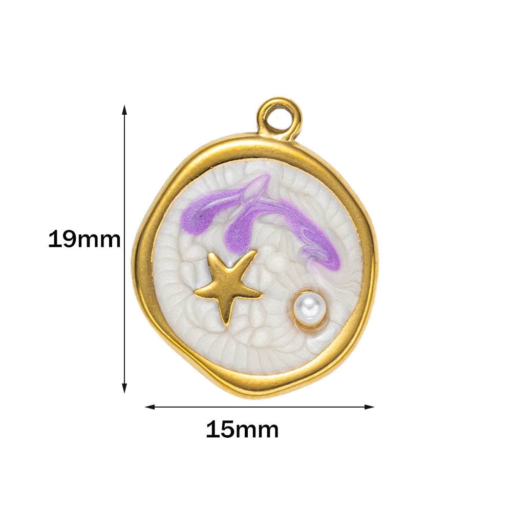 5-teiliges Edelstahl Charms Set Seestern golden für Schmuck DIY