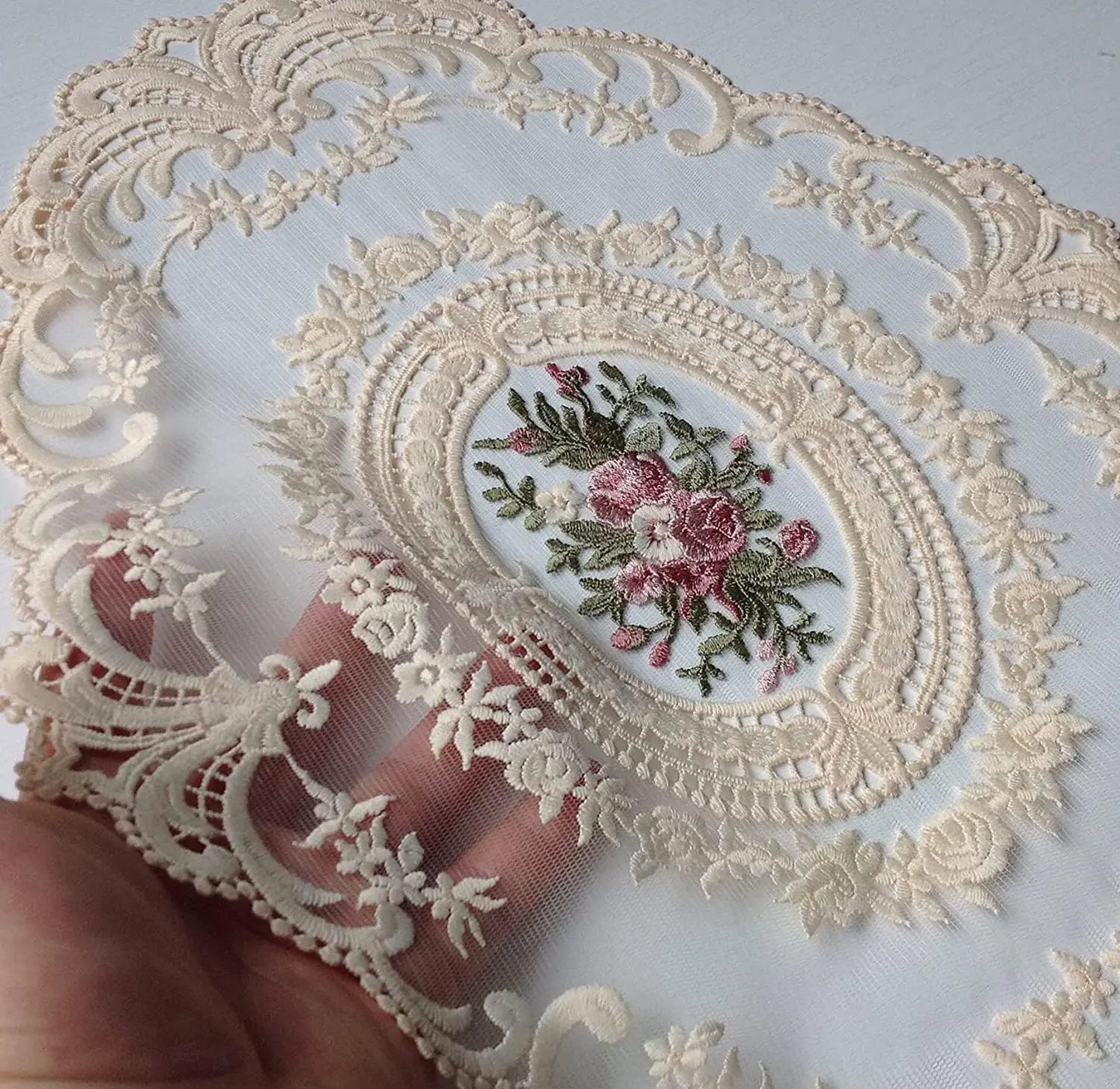 Beige Retro Spitze Häkel Tischset Deckchen Handgefertigt Tischdeko Varianten