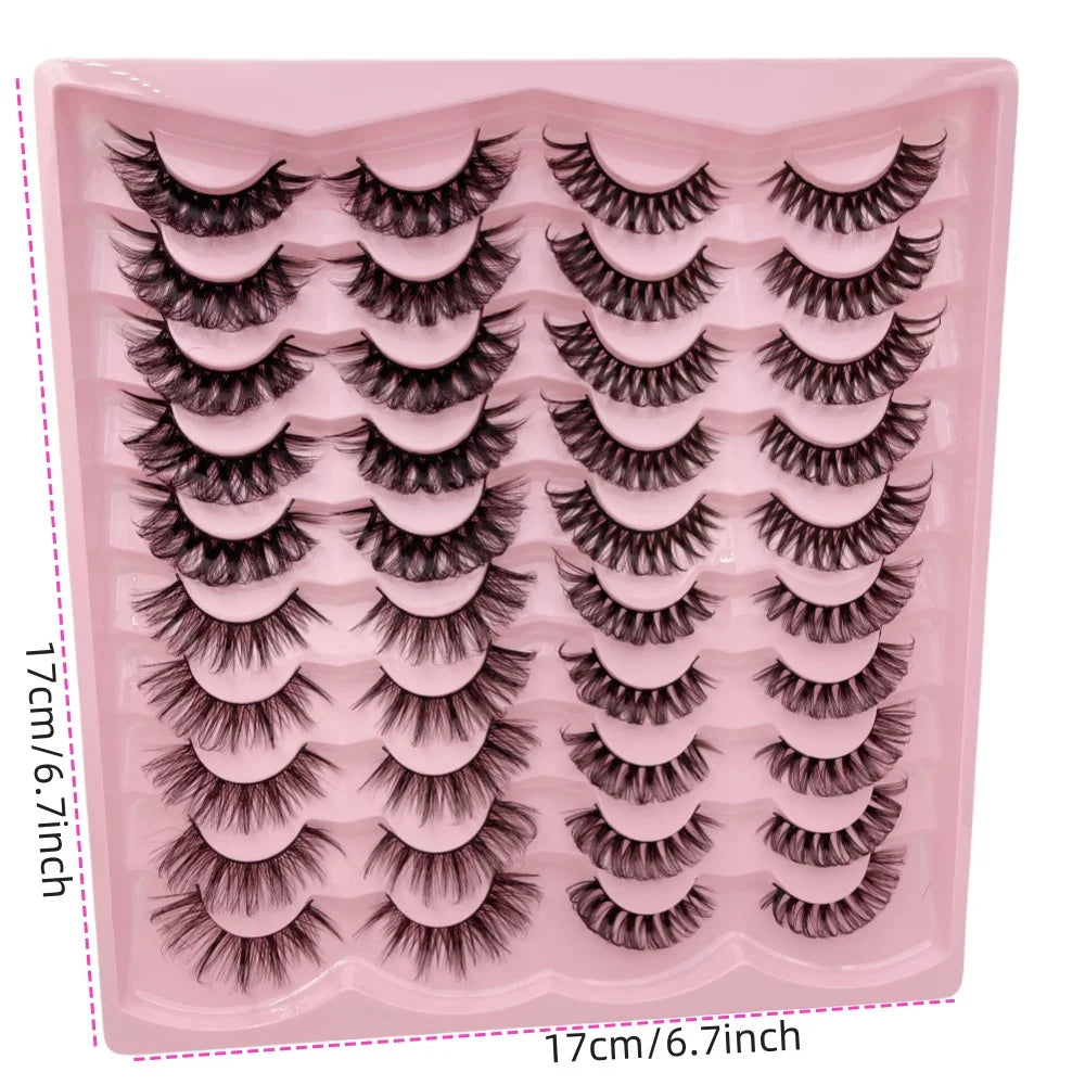 Natürliches Volumen: 20 Paar 3D-Falsche Wimpern aus sanftem synthetischem Haar
