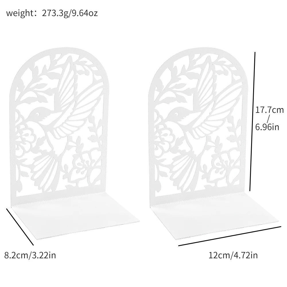 Buchstützen aus Eisen mit Schwalben- und Blumenmotiv für Büro & Zuhause