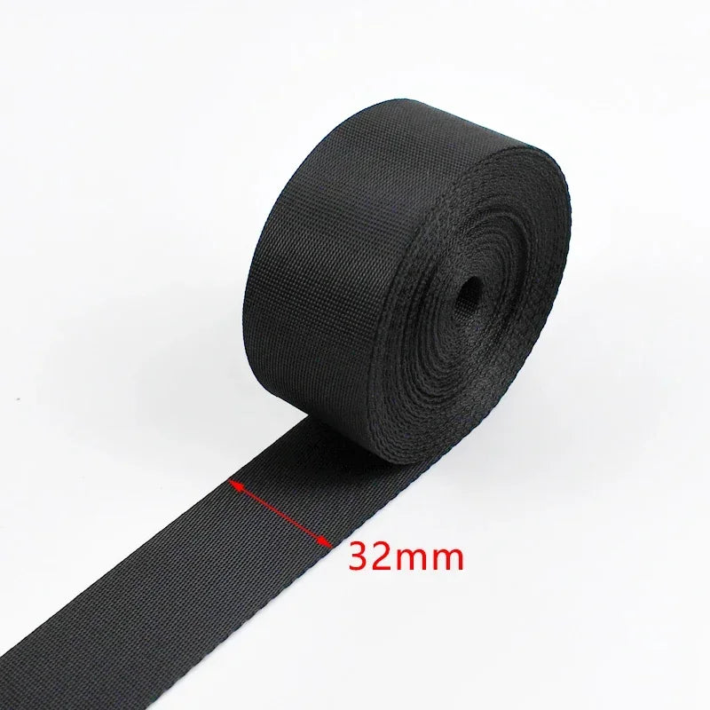 Schwarzes Nylon Gurtband 10-100mm für Taschen Gürtel Haustier Zubehör