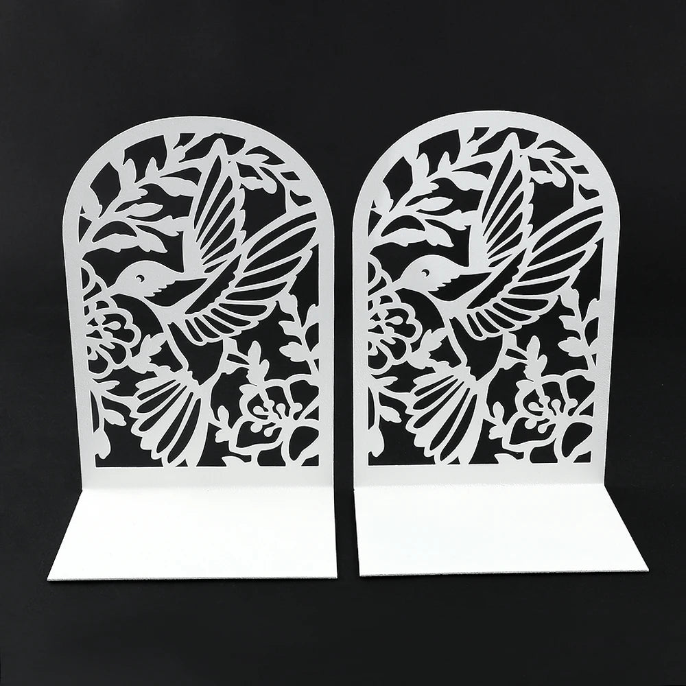 Buchstützen aus Eisen mit Schwalben- und Blumenmotiv für Büro & Zuhause