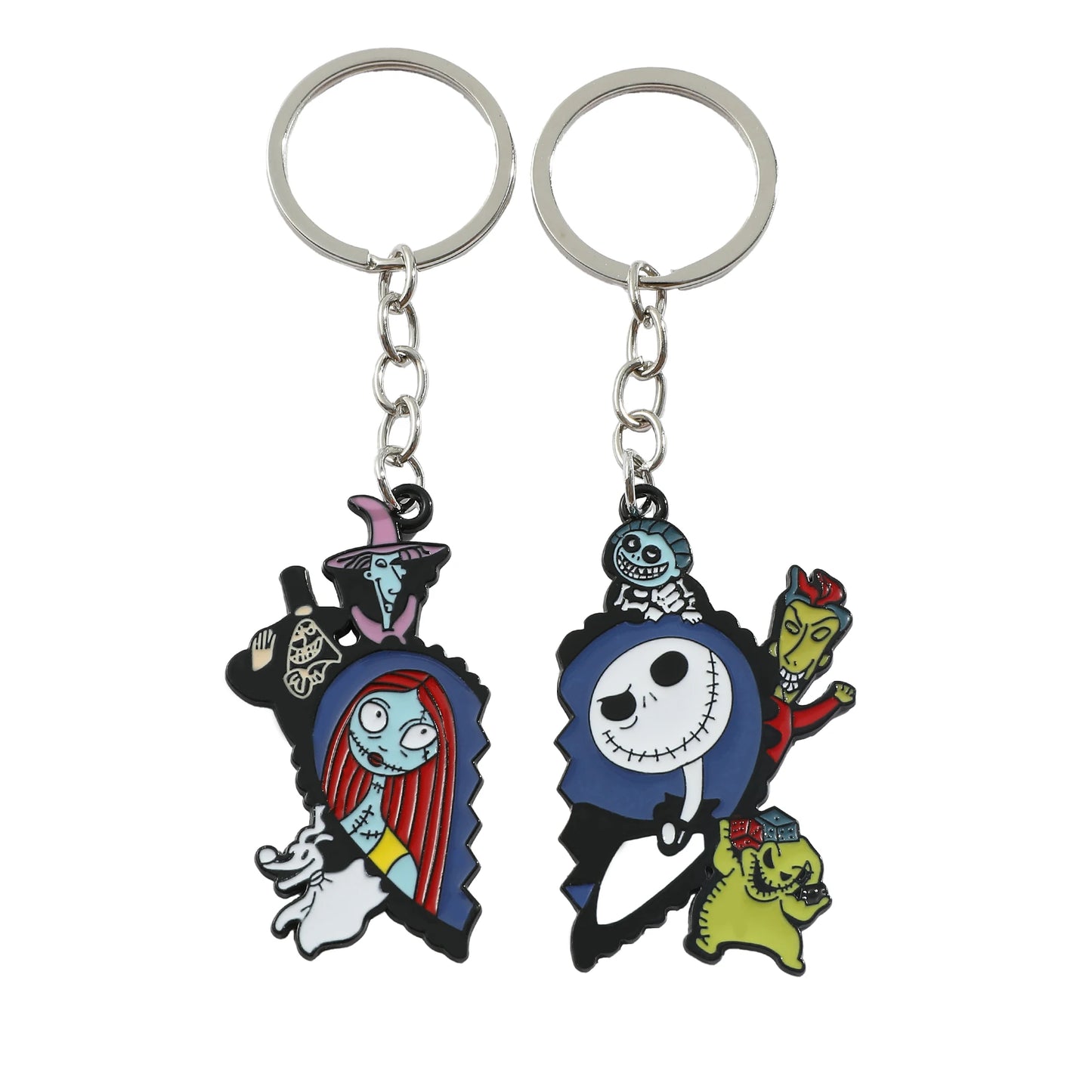 Kultiger Halloween-Schlüsselanhänger Sally - Jack in Silber – Punk-Design Unisex