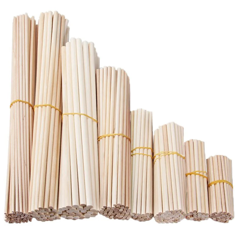 Vielseitige runde Holzstäbchen 10-20 cm – Natürliche Bastelhilfe, 50 Stück