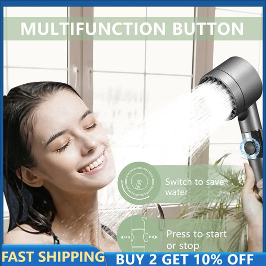 Hochdruck SPA Massageduschkopf 3 Modi mit Anionenfilter – Schwarz, Wassersparend