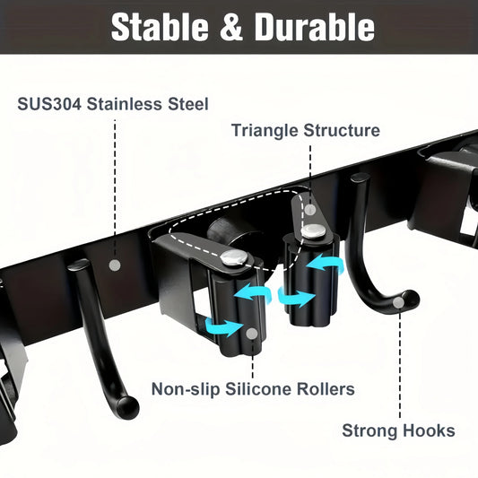 Robuster Metall-Werkzeughalter mit 4 Schlitzen und 5 Haken zur Wandmontage - Yabubest - Home & More
