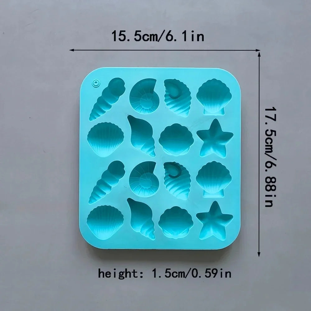 Silikonform 3D Muschel Meerestier 16 Mulden für Süßigkeiten und Kuchen