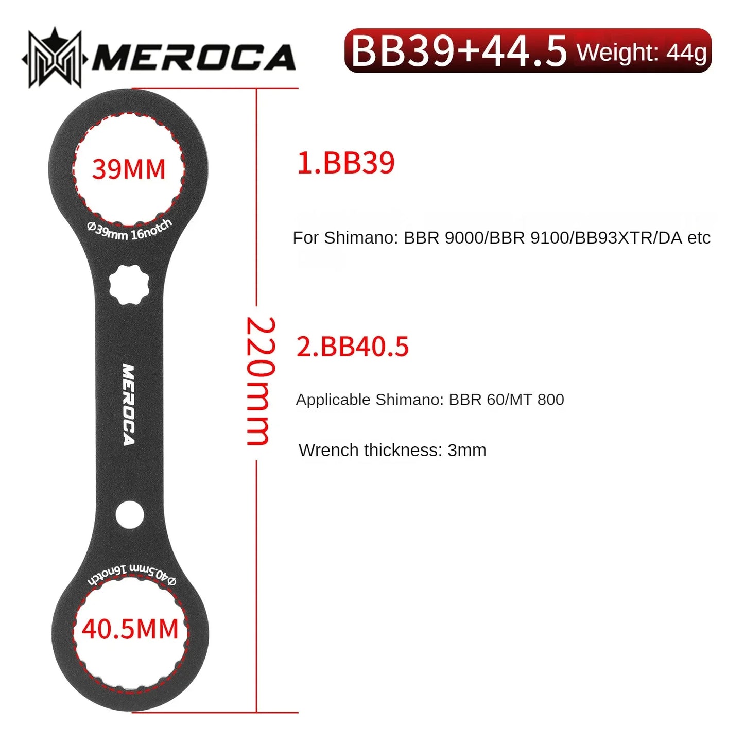 Aluminium Tretlager Schlüssel 44/46mm mit Präzisionszähnen für Fahrräder