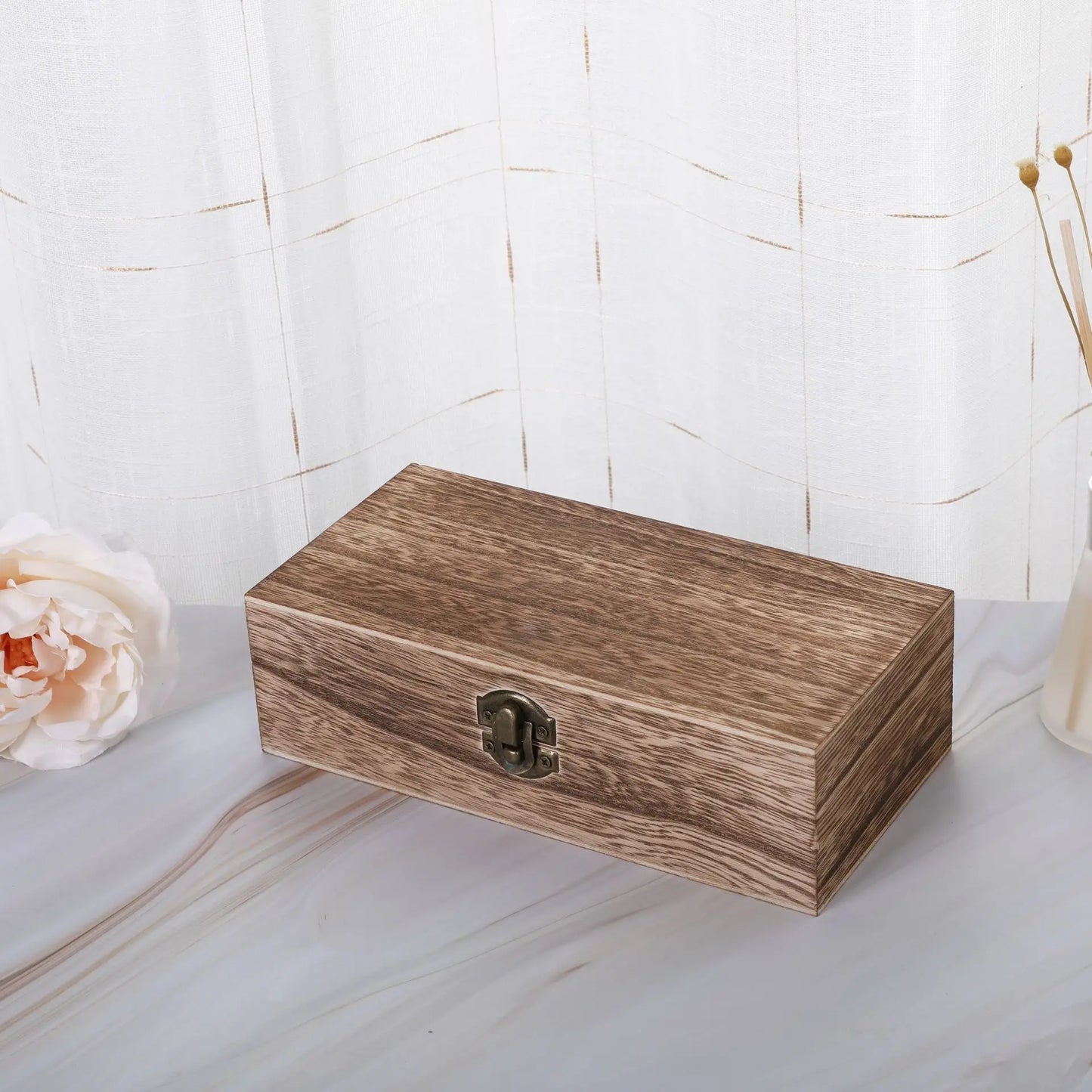Retro Holz-Aufbewahrungsbox mit Metallverschluss für stilvolle Ordnung