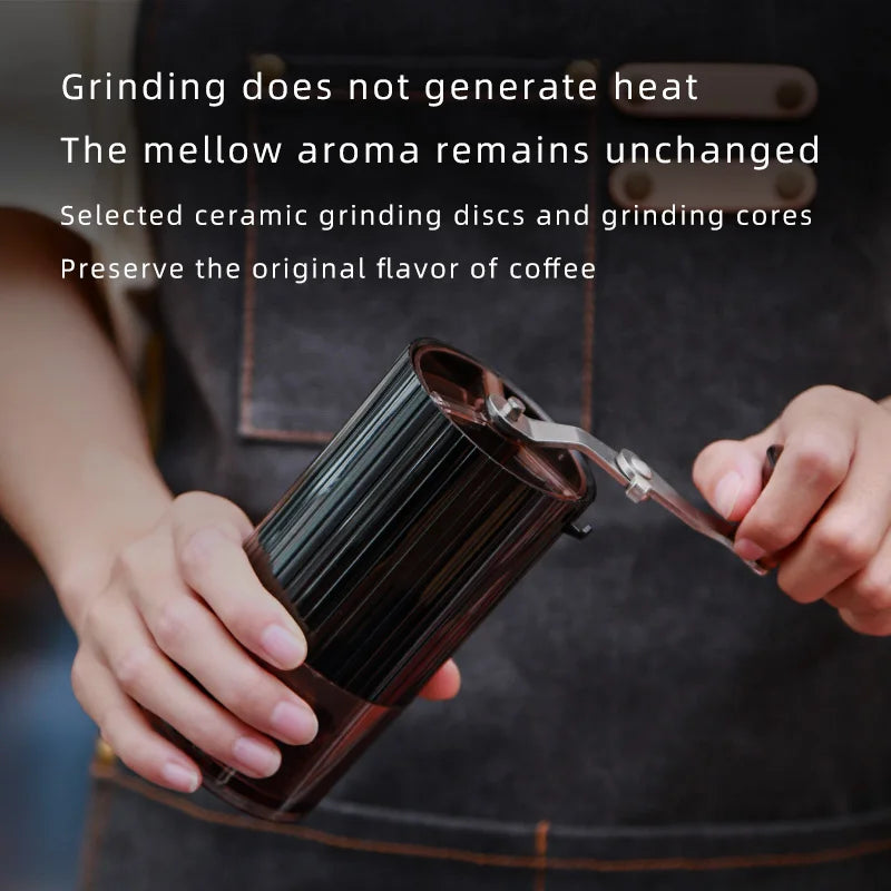 Leichte manuelle Kaffeemühle aus Edelstahl für unterwegs und Zuhause