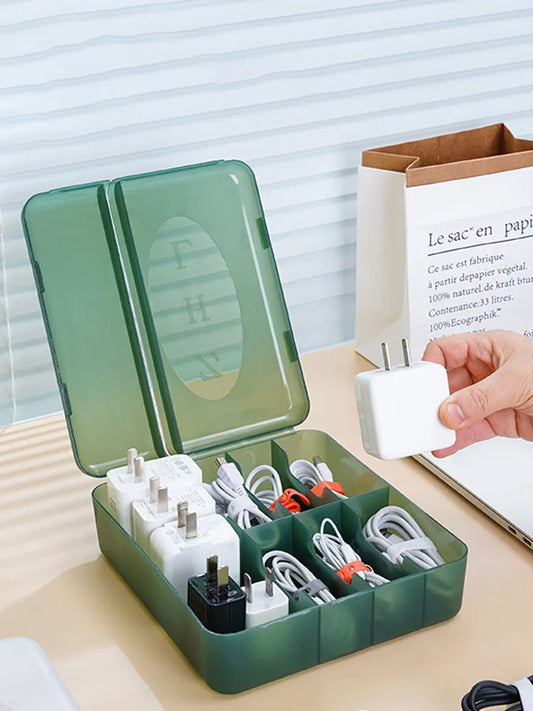 Große Organizer Box für Kabel Ladegeräte Zubehör – Anpassbare Trennwände