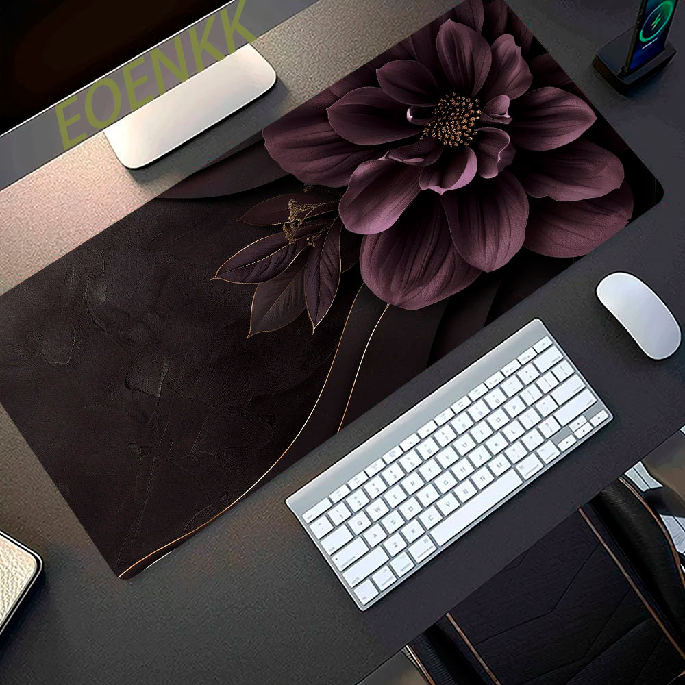 Blumen Gaming Mauspad mit genähten Kanten rutschfest für Schreibtisch