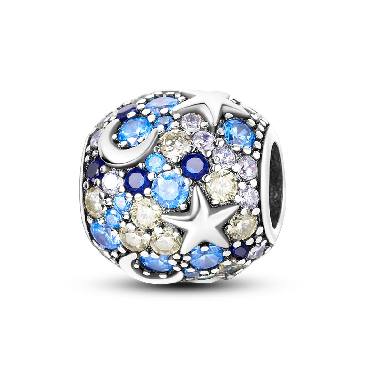 Edler Charm-Anhänger aus 925er Silber mit funkelndem blauem Zirkon – perfekt für DIY-Schmuck