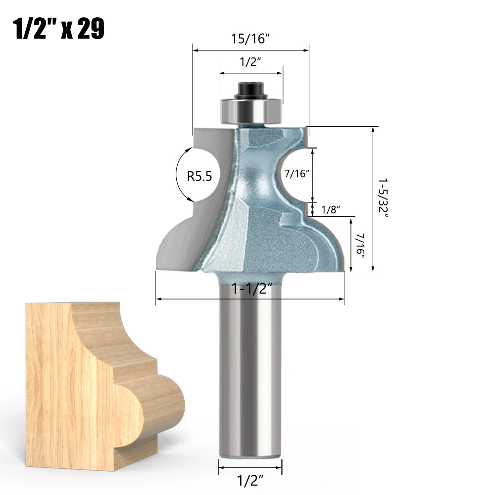 12mm Fräsbit mit 1/2 Schaft Wolfram Stahl für Holzbearbeitung