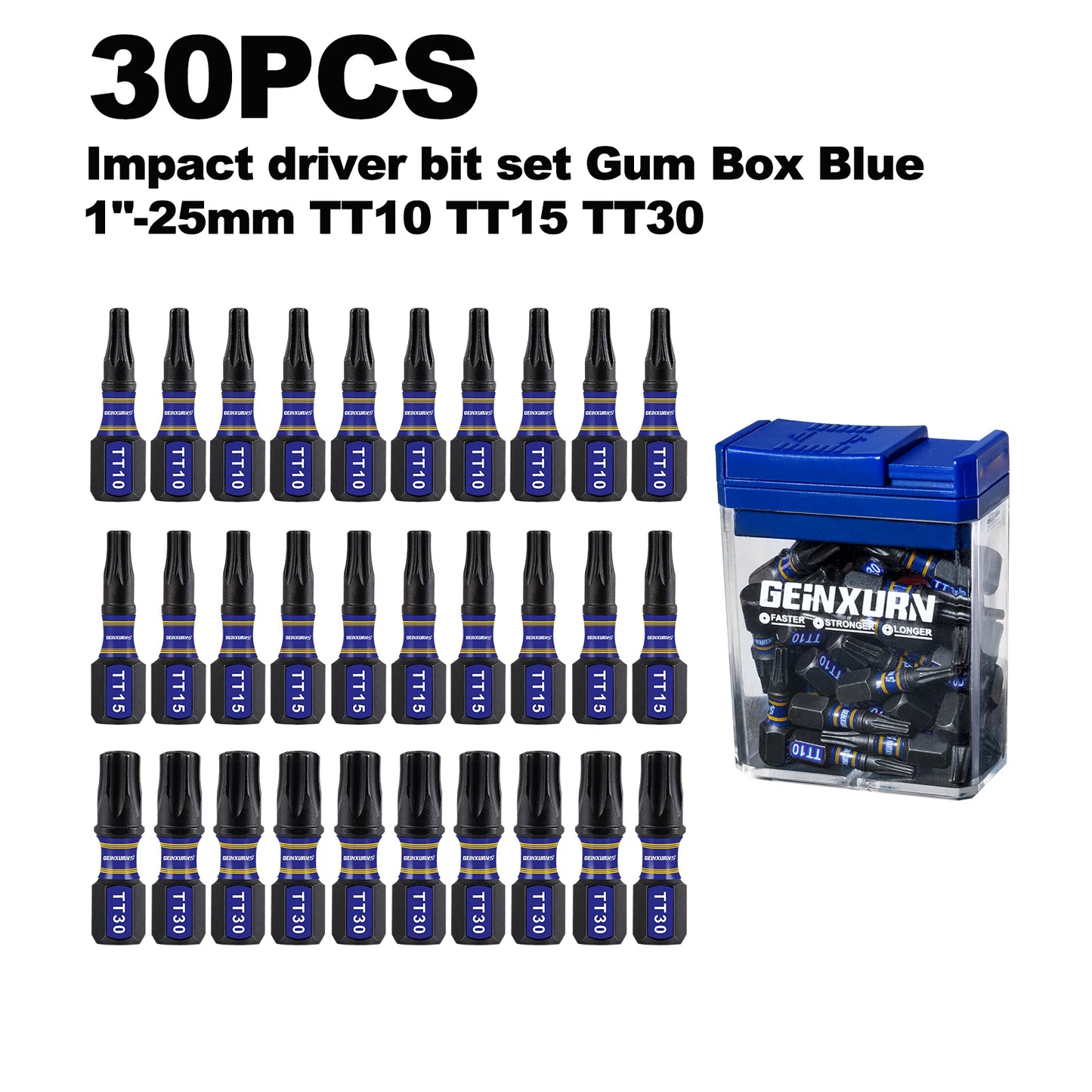 30x Schlagfeste Torx Magnet Schrauber-Bits S2-Stahl mit Aufbewahrungsbox