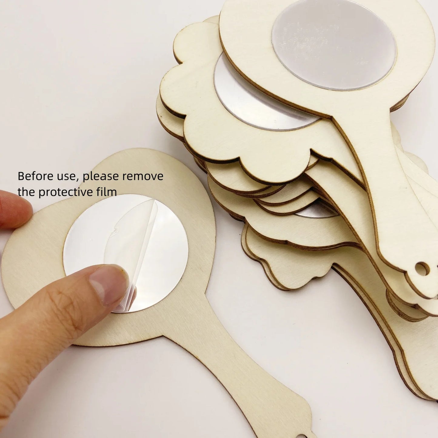 12x Handbemalte Holz-Mini-DIY-Spiegel für kreative Bastelprojekte