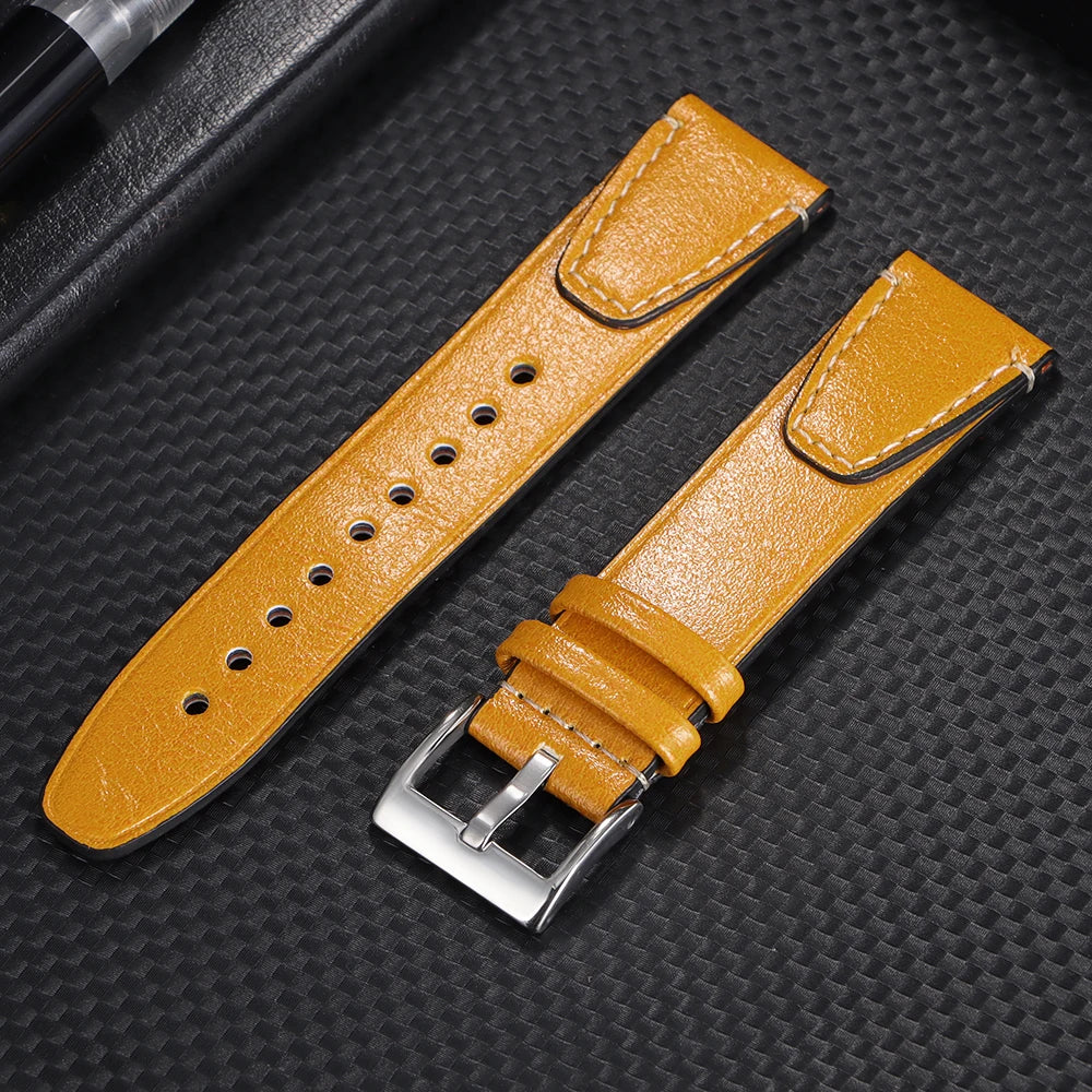 Vintage Ölwachs Leder Uhrenarmband 20mm 22mm mit Pin Schnalle Unisex