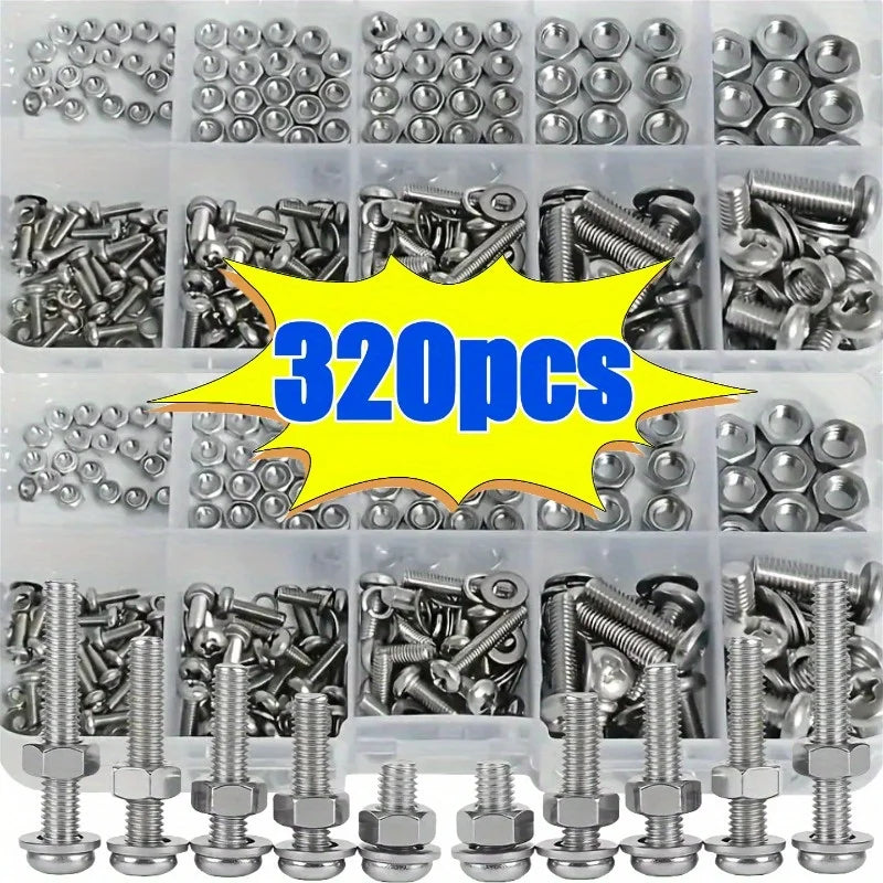 Hex Schrauben und Unterlegscheiben Set - 320 Teile, M2 - M5