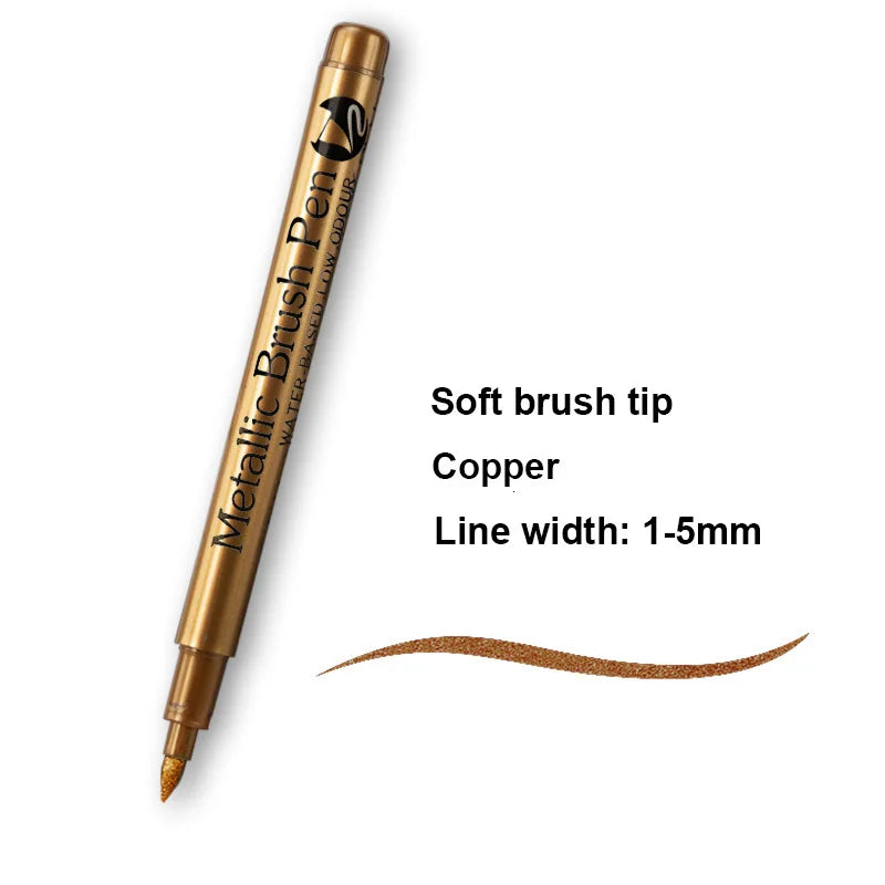 Glänzende Metallic Marker Gold - Silber – Permanente Pinselstifte für Kreative