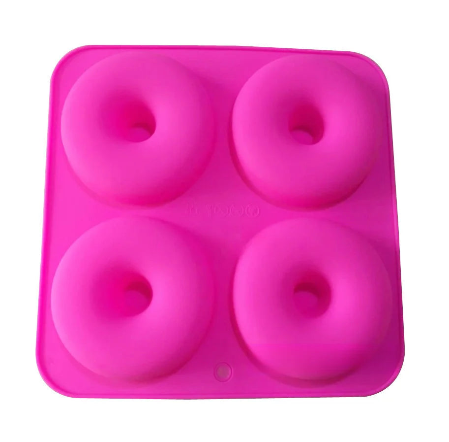 Silikon-Kuchenform mit 4 großen Donuts 10 cm, hitzebeständig