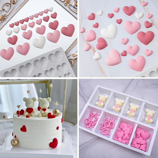 Herzform Silikon Fondantform mit 25 Mulden für Kuchendekoration Valentinstag