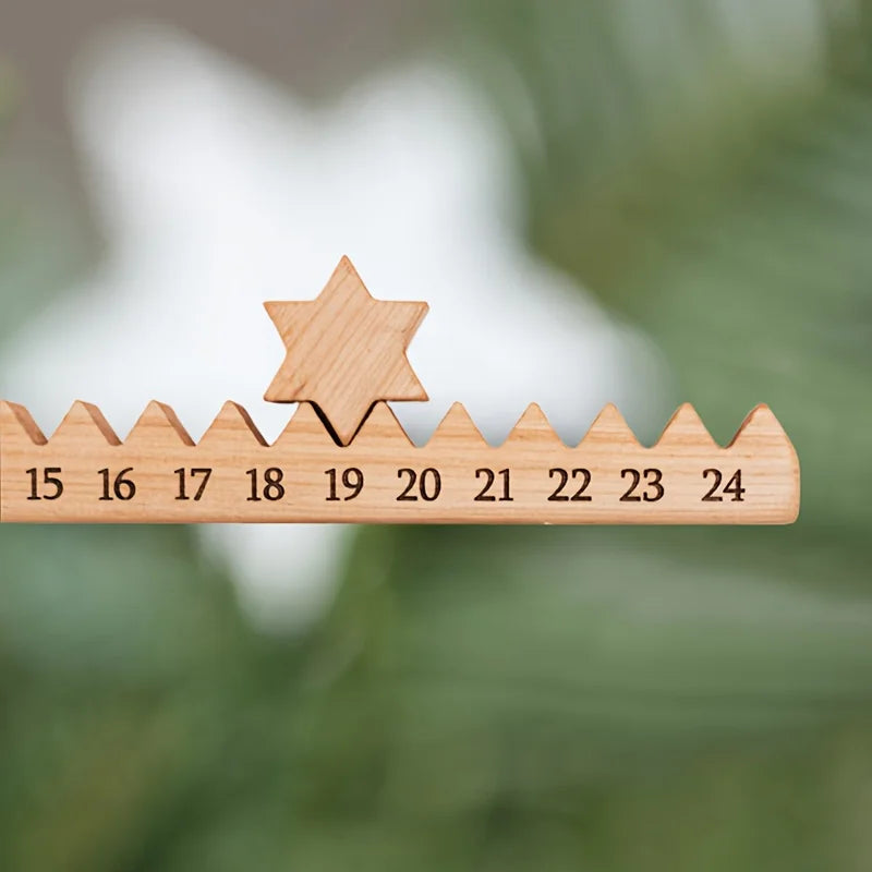 Weihnachts-Countdown-Kalender aus Holz mit Sternen für festliche Stimmung